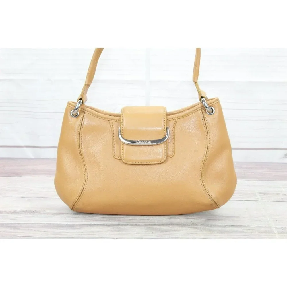 Cole Haan Tan Leather  Zip Top Purse Shoulder Handbag - Picture 2 of 8
